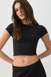 Ardene Basic Crop Cap Sleeve T-Shirt in | Size 2XS | Cotton/Elastane