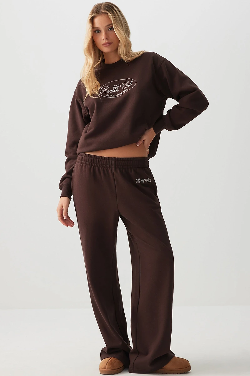 Chandail en molleton détendu à broderie