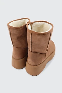 Bottes en faux mouton à plateforme épaisse