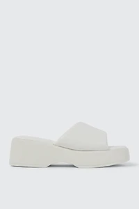 Ardene Puff Strap Platform Sandals in White | Size | Faux Leather | Eco-Conscious