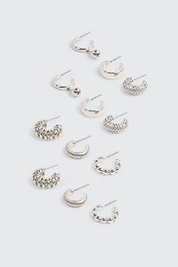 Ardene 6-Pack Sphere & Twist Hoop Earrings in Silver | Stainless Steel