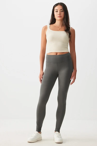Ardene Super Soft Wide Waistband Leggings in Dark Grey | Size | Polyester/Spandex