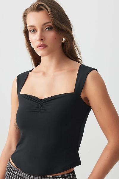 Ardene Tie Back Sweetheart Top in Black | Size | Polyester/Elastane