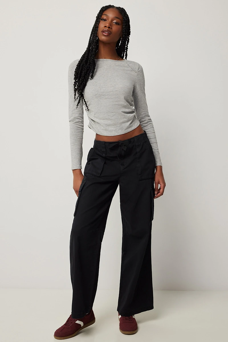 T-shirt à manches longues fronce latérales