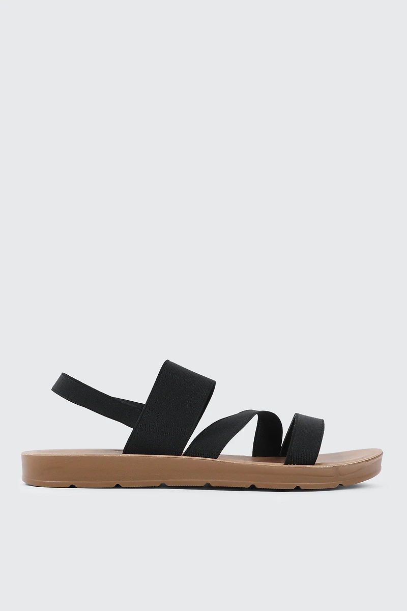 Ardene Strappy Flat Sandals in Black | Size