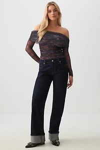 Haut à épaules dénudées en maille filet