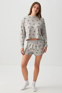 Ardene Stitch Boxy PJ Set in Grey | Size | Polyester/Elastane