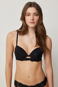 Ardene Cutout Push Up Bra in Black | Size 36D | Nylon/Spandex | Microfiber