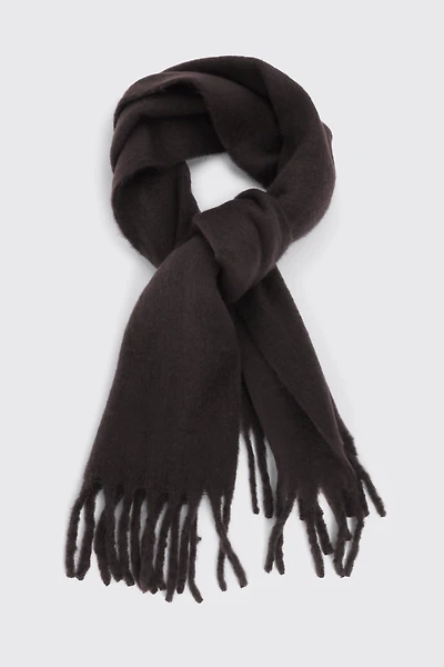 Ardene Rectangular Scarf with Fringes in Brown | Polyester