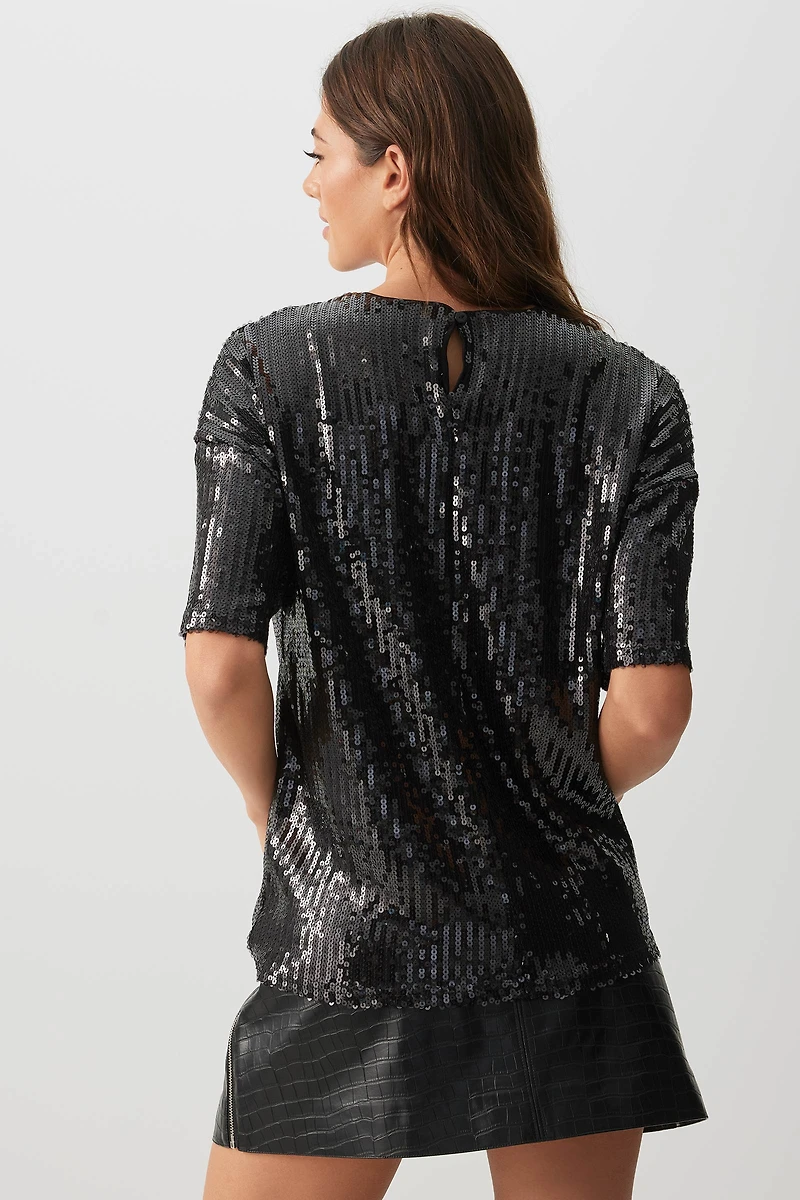 Haut à manches courtes paillettes