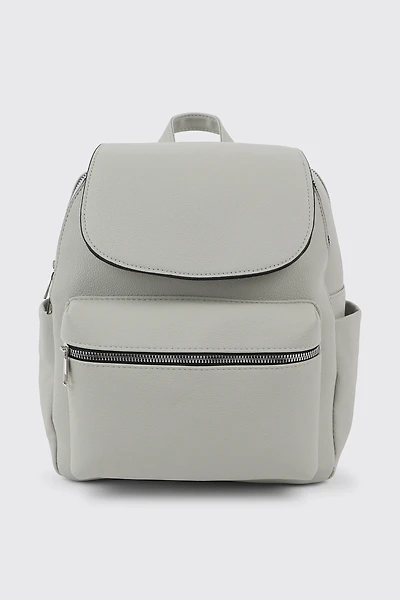 Ardene Flap Backpack in Grey | 100% Recycled Polyester/Faux Leather | Eco-Conscious
