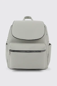Ardene Flap Backpack in Grey | 100% Recycled Polyester/Faux Leather | Eco-Conscious