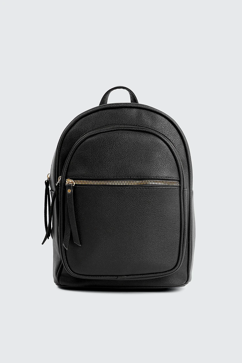 Ardene Small Faux Leather Backpack in Black | Faux Leather/Polyester