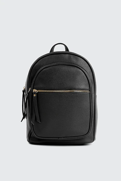 Ardene Small Faux Leather Backpack in Black | Faux Leather/Polyester