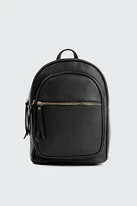 Ardene Small Faux Leather Backpack in Black | Faux Leather/Polyester