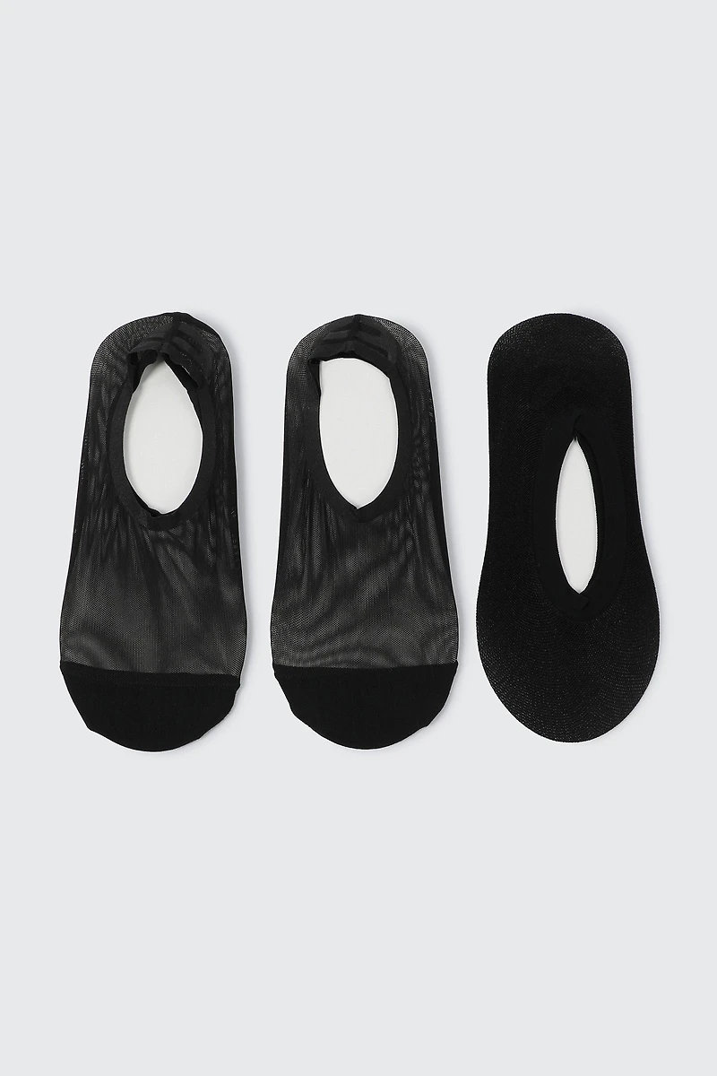 Ardene 3-Pack Mesh Shoe Liners in Black | Nylon/Elastane