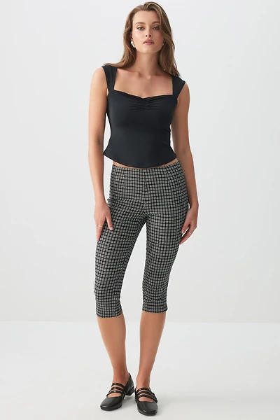 Ardene Plaid High Rise Capris in | Size | Rayon/Nylon/Spandex