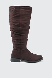 Bottes aux genoux ruchées à bout rond