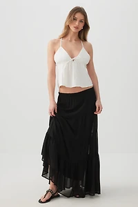 Ardene Chiffon Tiered Maxi Skirt in | Size | Polyester
