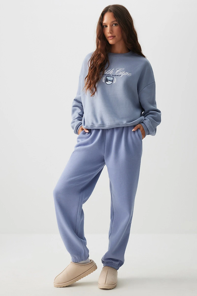 Chandail col rond en molleton graphique