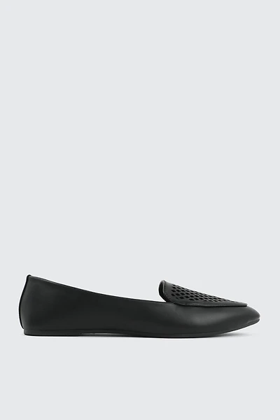 Ardene Ballet Flats with Laser Cut Pattern in Black | Size | Eco-Conscious