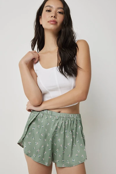 Ardene Satin PJ Shorts in Light Green | Size | Polyester/Spandex | Eco-Conscious