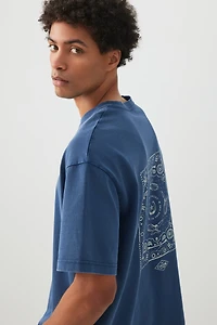 Ardene Man Boxy Graphic T-Shirt For Men in Blue | Size | 100% Cotton