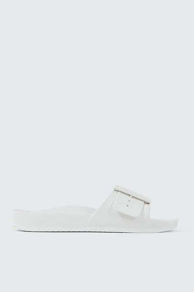 Ardene Chunky Buckle Slides in White | Size 9 | Eco-Conscious