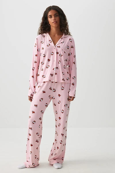 Ardene Hello Kitty Super Soft PJ Set in Light Pink | Size | Polyester/Elastane