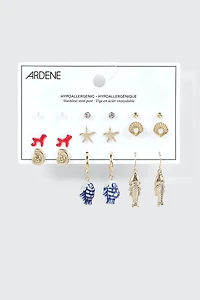 9 paires de boucles d'oreilles océan