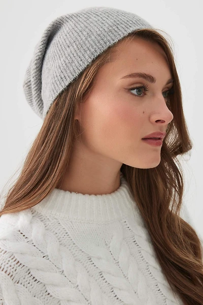 Ardene Slouchy Rib Beanie in Grey | 100% Acrylic