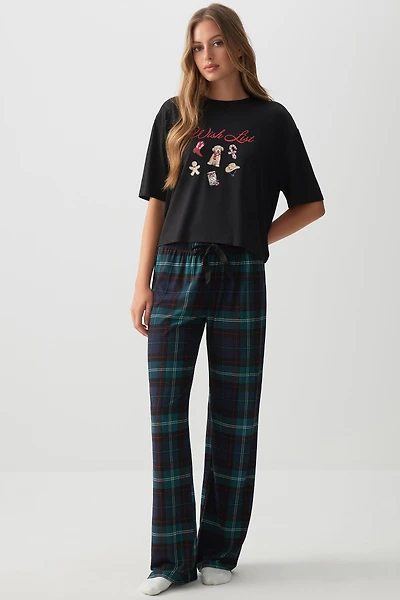 Ardene HUSHKNIT Flared PJ Pants in Dark | Size | Polyester/Elastane | Eco-Conscious