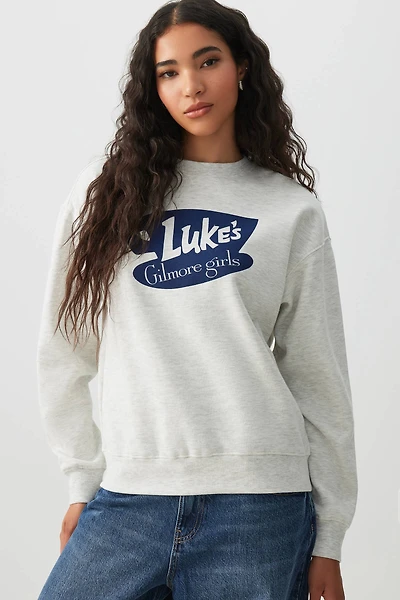 Ardene Gilmore Girls Sweatshirt in Light Grey | Size | Polyester/Cotton/Elastane | Fleece-Lined