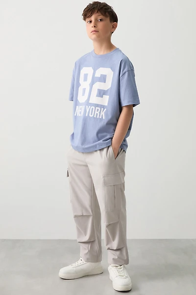 Ardene Kids Smooth Stretch Cargo Joggers in Light Grey | Size | Polyester/Elastane