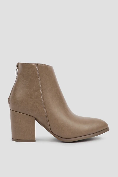 Ardene Faux Leather Block Heel Booties in Beige | Size | Eco-Conscious