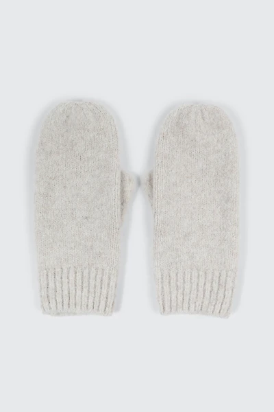 Ardene Fleece Lined Chunky Knit Mittens in Off-White | Polyester/Nylon/Elastane