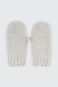 Ardene Fleece Lined Chunky Knit Mittens in Off-White | Polyester/Nylon/Elastane