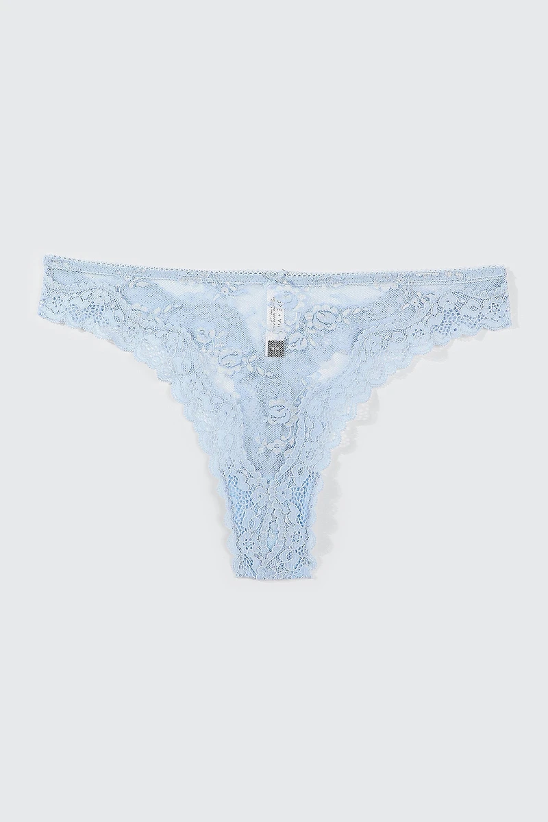 Ardene Luxe Lace Thong Panty in Light | Size | Nylon/Spandex
