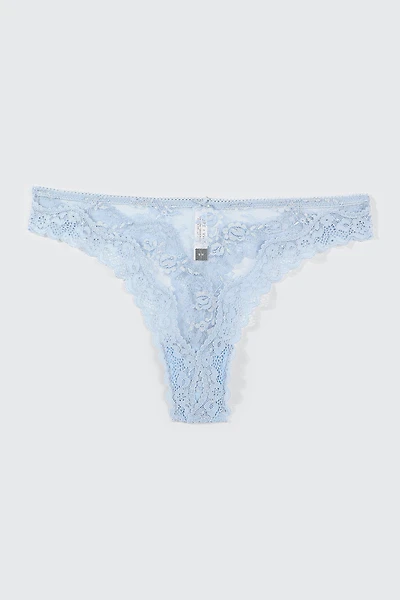 Ardene Luxe Lace Thong Panty in Light | Size | Nylon/Spandex