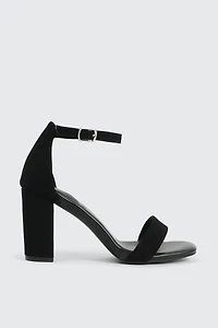 Ardene Faux Suede High Heel Sandals in Black | Size | Eco-Conscious