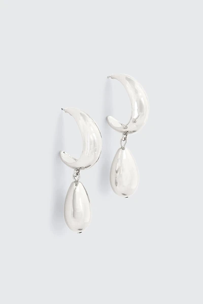 Ardene Teardrop Dangle Hoop Earrings in Silver | Stainless Steel