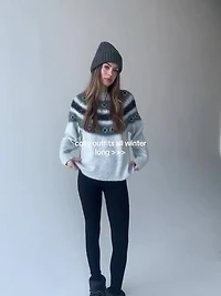 Chandail en tricot pelucheux à motif Fair Isle