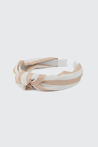 Ardene Striped Headband with Knot Detail in Brown | Polyester