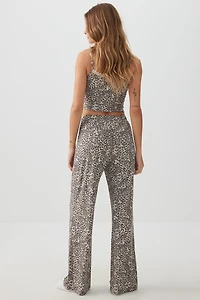 Pantalon de pyjama ample côtelé en tissu HUSHKNIT