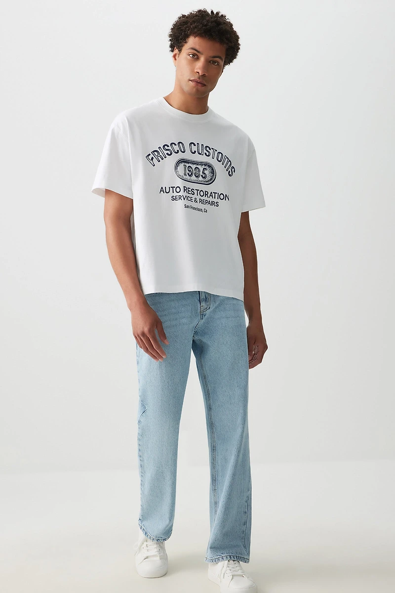 Ardene Man Boxy Graphic T-Shirt For Men in White | Size Small | 100% Cotton