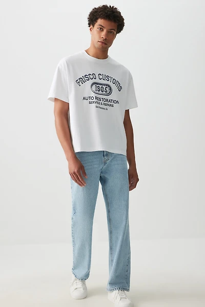 Ardene Man Boxy Graphic T-Shirt For Men in White | Size Small | 100% Cotton
