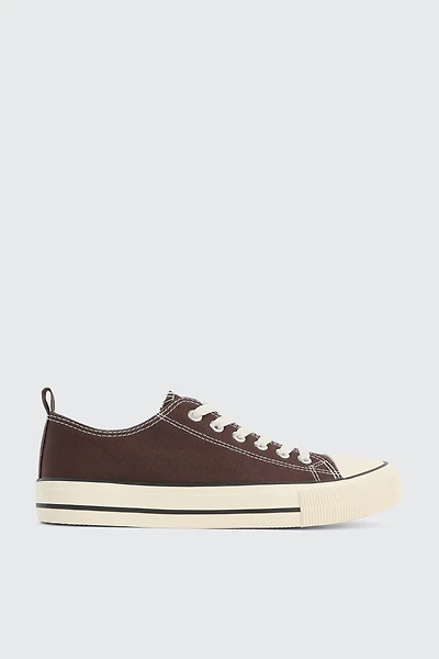 Ardene Low Top Sneakers with Toe Cap in Brown | Size | Rubber | Eco-Conscious