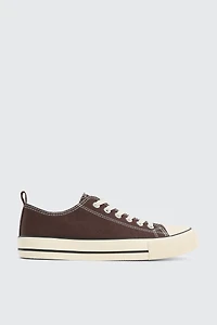 Ardene Low Top Sneakers with Toe Cap in Brown | Size | Rubber | Eco-Conscious
