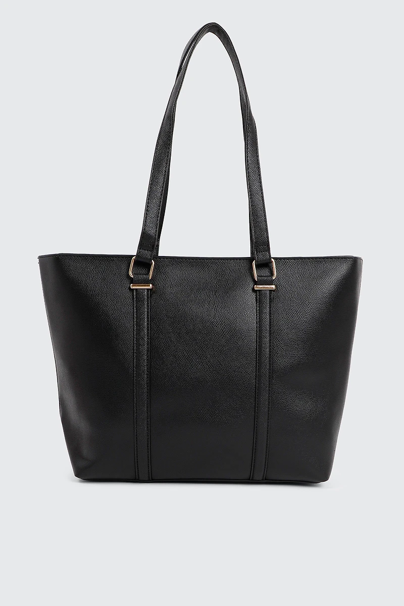 Ardene Large Tote Bag in Black | Faux Leather