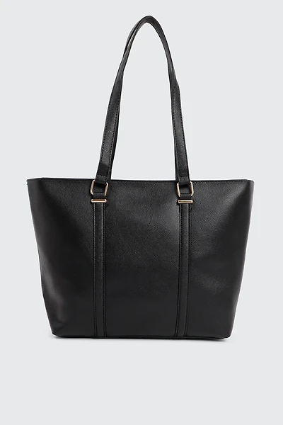 Ardene Large Tote Bag in Black | Faux Leather